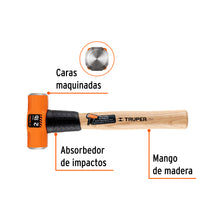 Cargar imagen en el visor de la galería, Marro octagonal 2 lb, mango de madera 12", TRUPER MD-2M (16506)