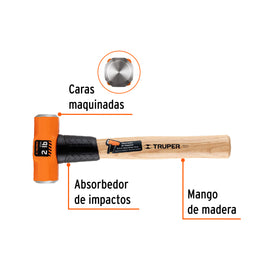 Marro octagonal 2 lb, mango de madera 12