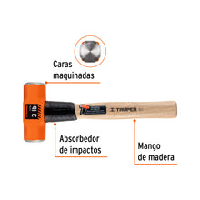 Cargar imagen en el visor de la galería, Marro octagonal 3 lb, mango de madera 12", TRUPER MD-3M (16507)