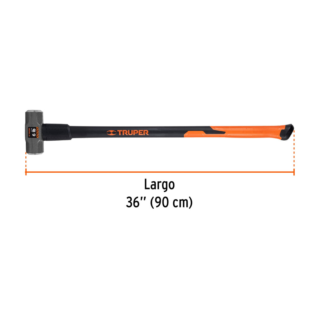 Marro octagonal 6 lb, mango fibra de vidrio 36", TRUPER MD-6F (19884)