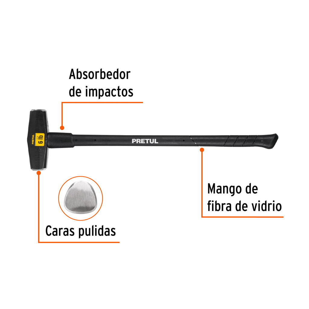 Marro tipo Nevada 6 lbs. mango 36", PRETUL MD- 6MP (22203)