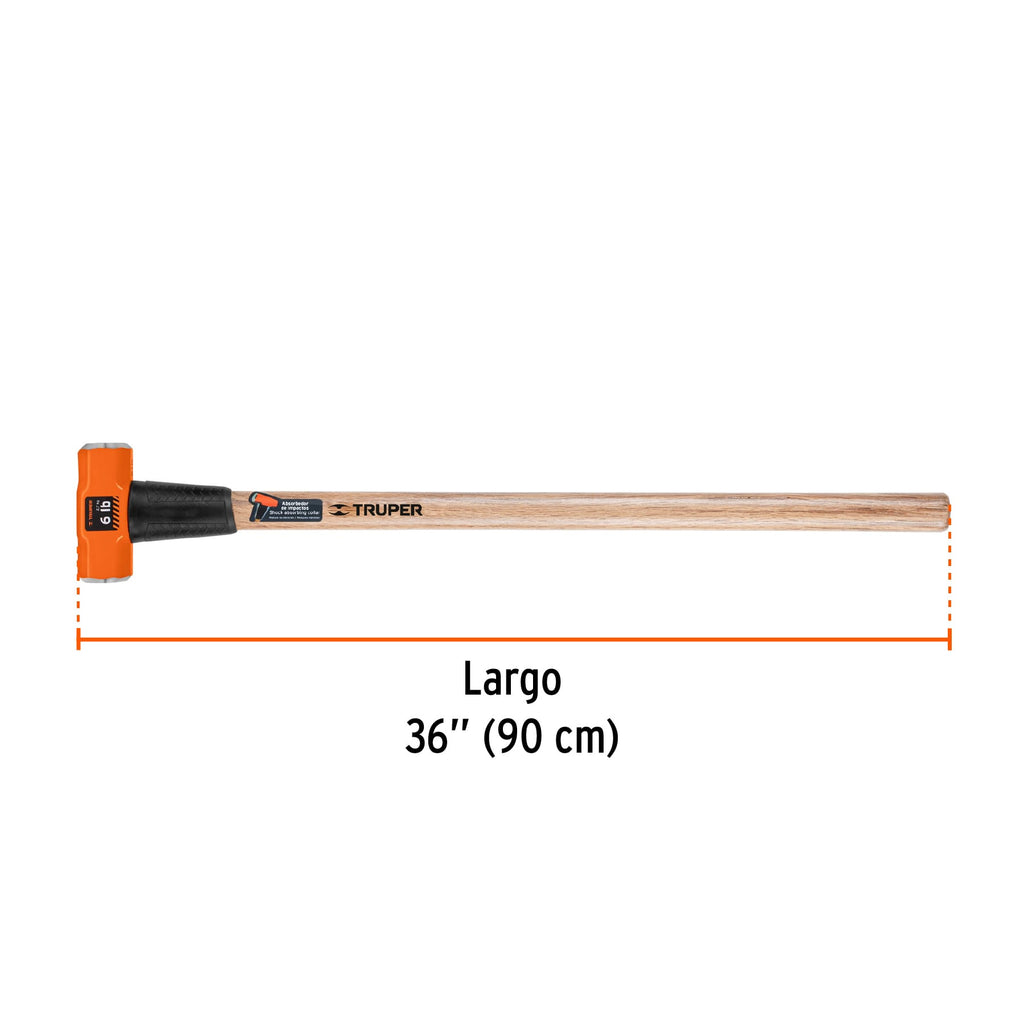 Marro octagonal 6 lb, mango de madera 36", TRUPER MD-6M (16509)