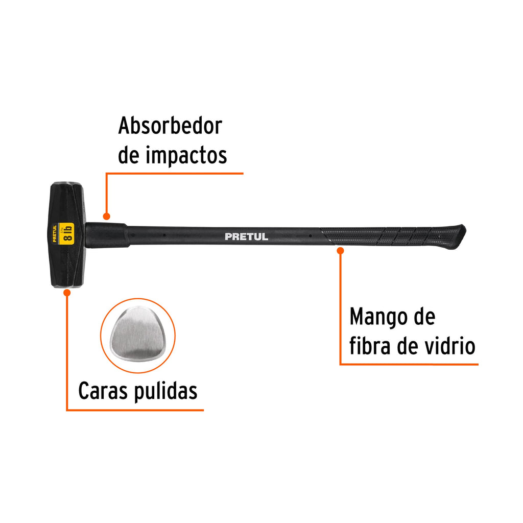 Marro tipo Nevada 8 lbs. mango 36", PRETUL MD- 8MP (22205)