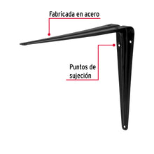 Cargar imagen en el visor de la galería, Ménsula de acero negra 8&quot; x 10&quot;, FIERO ME-10N (44453)