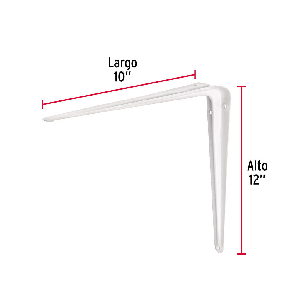 Ménsula de acero blanca 10 x 12", FIERO ME-12B (44012)