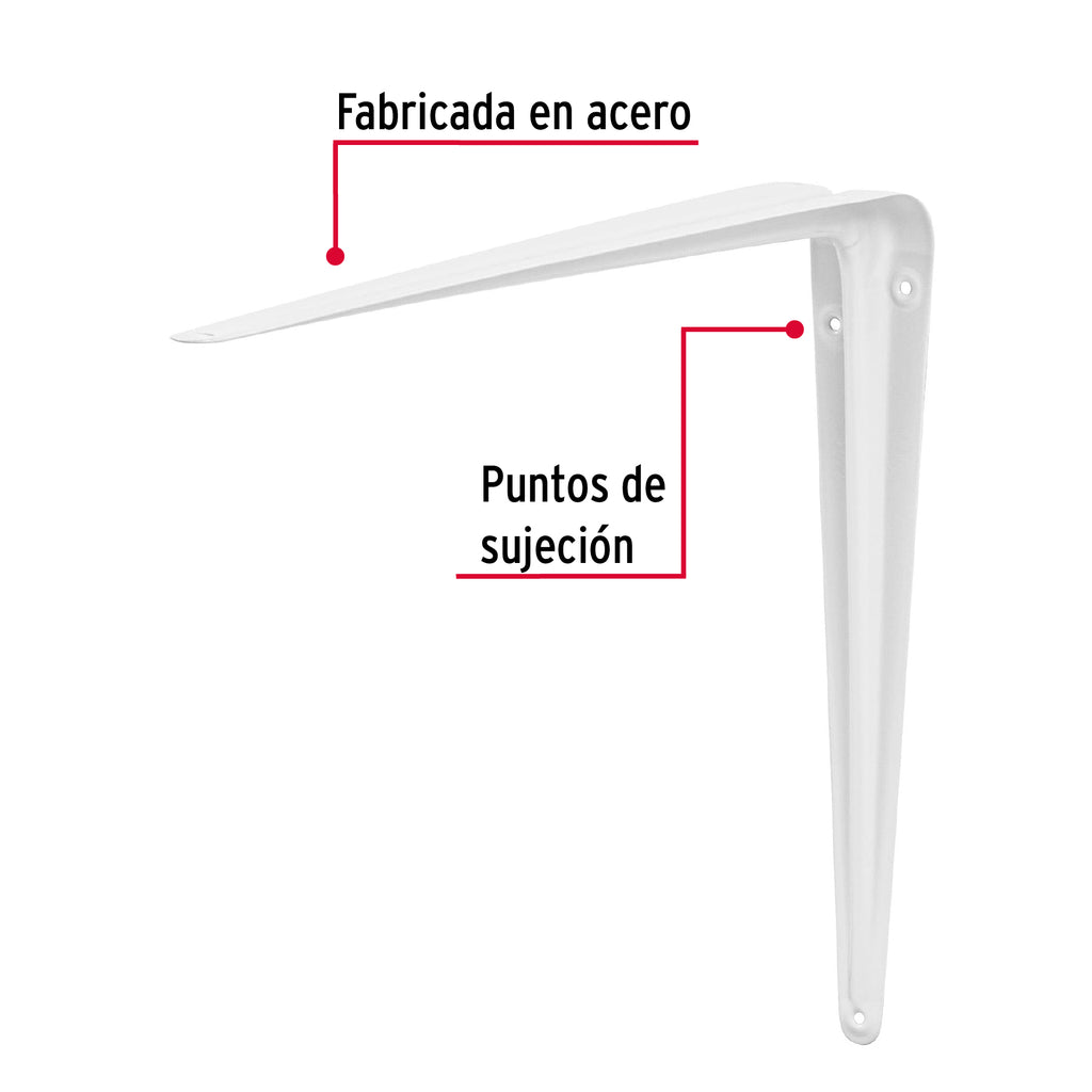 Ménsula de acero blanca 12 x 14", FIERO ME-14B (44014)
