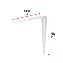 Cargar imagen en el visor de la galería, Ménsula de acero blanca 12 x 14&quot;, FIERO ME-14B (44014)