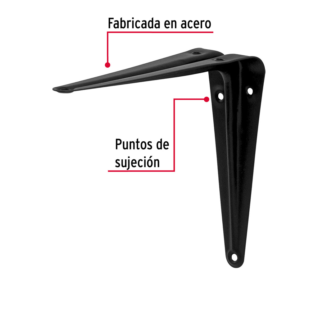 Ménsula de acero negra 5" x 6", FIERO ME- 6N (44451)