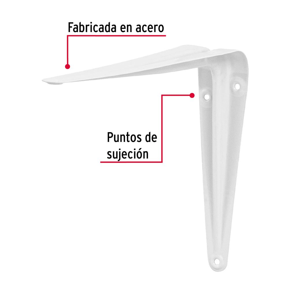 Ménsula de acero blanca 6 x 8", FIERO ME- 8B (44006)