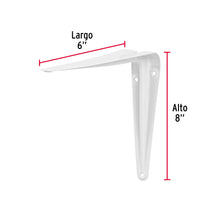 Cargar imagen en el visor de la galería, Ménsula de acero blanca 6 x 8&quot;, FIERO ME- 8B (44006)