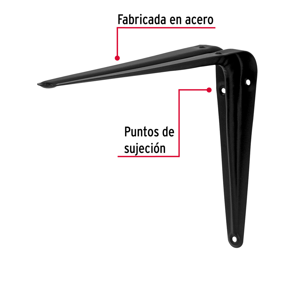 Ménsula de acero negra 6 x 8", FIERO ME- 8N (44452)