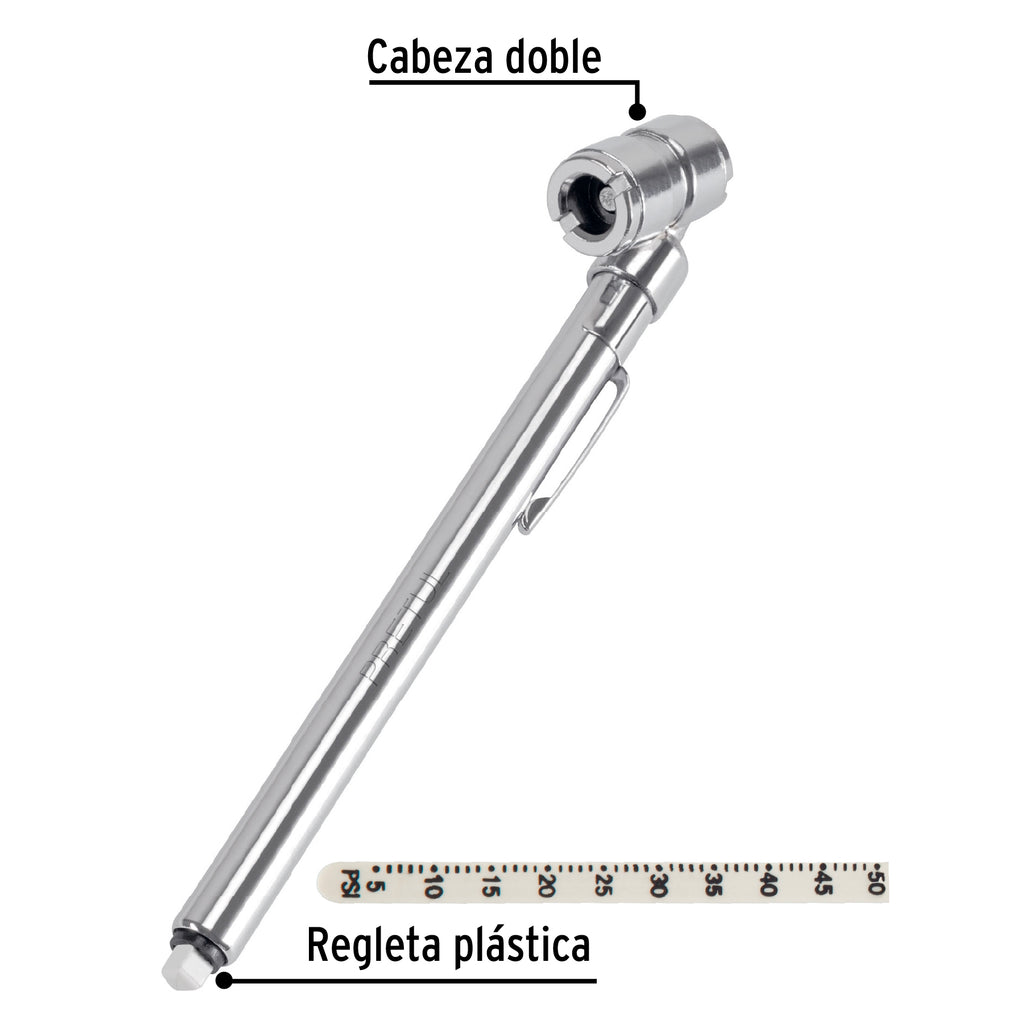 Calibrador de presión 50 psi, cabeza doble, PRETUL MEA-50DP (20182)