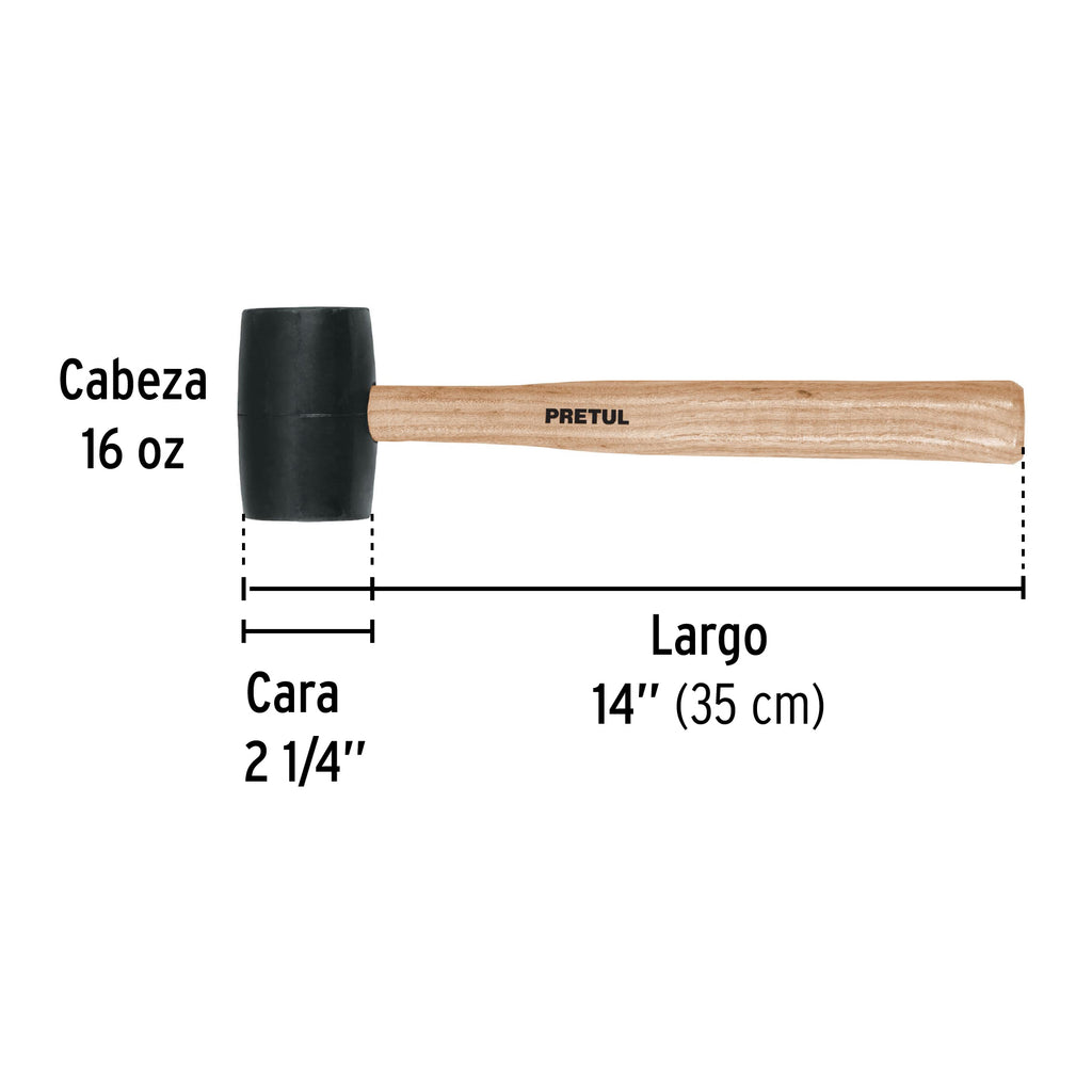 Mazo de hule, 16 oz, PRETUL MH-16P (20566)