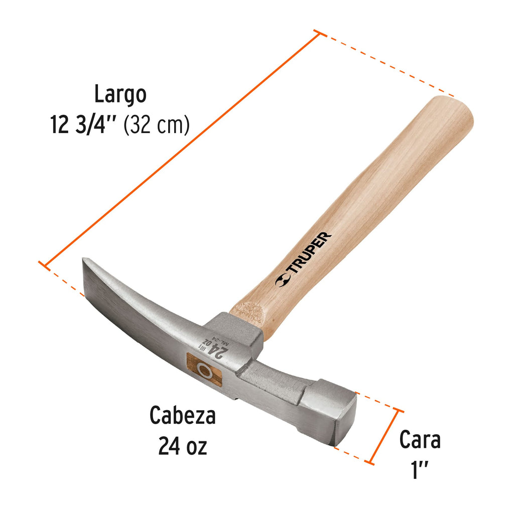 Martillo 24 oz ladrillero, mango 12", TRUPER ML-24 (16861)