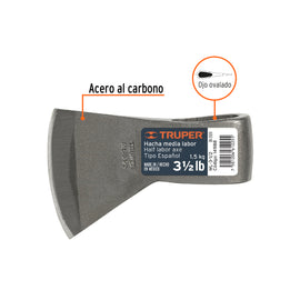 Hacha media labor 3-1/2 lb, sin mango, TRUPER ML-3-1/2 (14988)