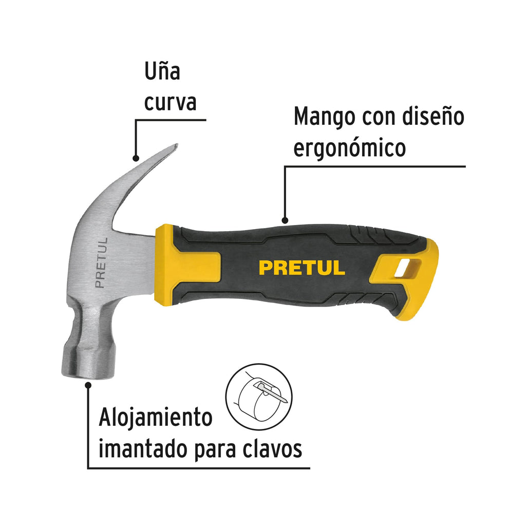 Martillo 10 oz, mango comfort grip, PRETUL (MO-10E)