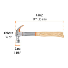 Cargar imagen en el visor de la galería, Martillo profesional pulido espejo 16 oz uña curva, TRUPER Expert MO-16X (16653)