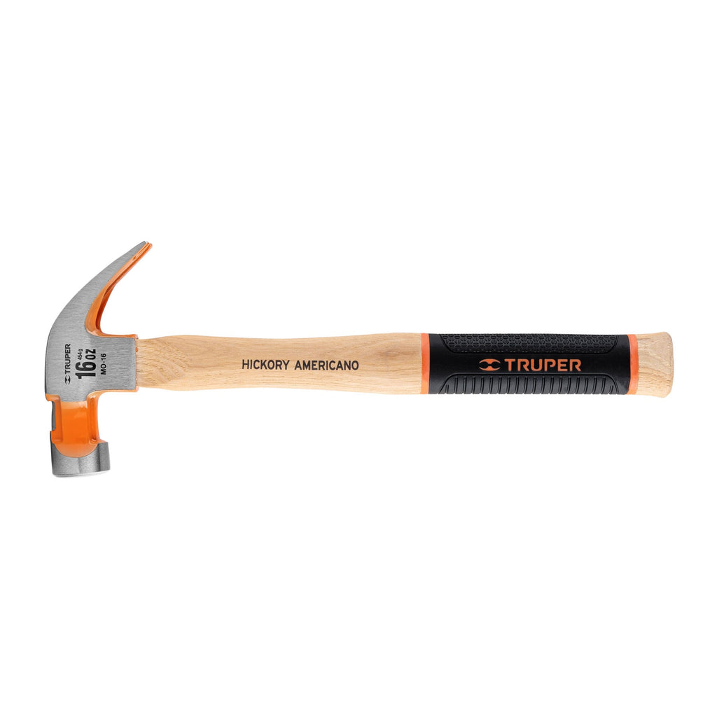 Martillo pulido 16 oz uña curva, mango hickory, TRUPER Grip MO-16 (16654)