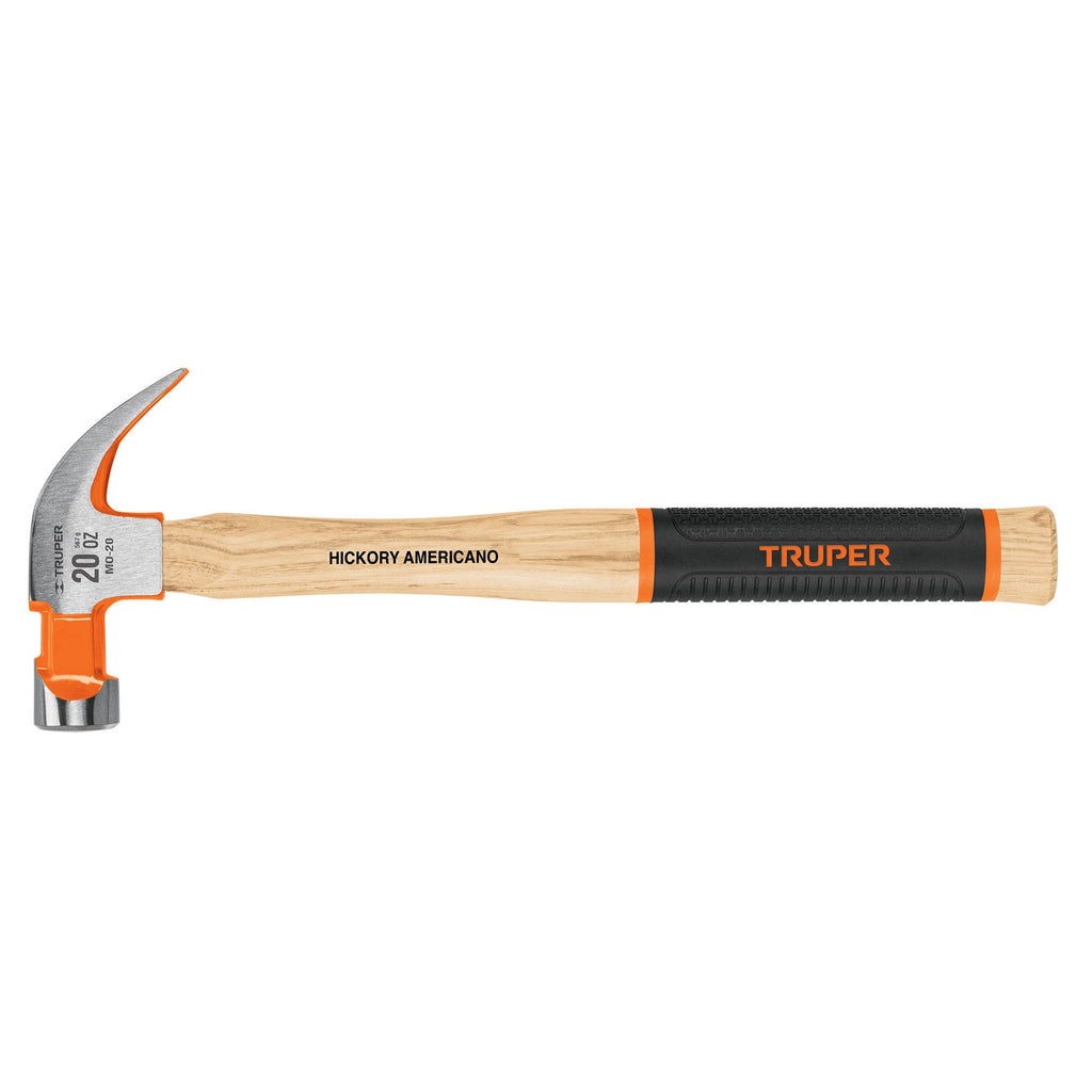 Martillo pulido 20 oz uña curva, mango hickory, TRUPER Grip MO-20 (16656)