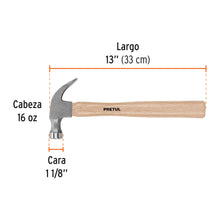 Cargar imagen en el visor de la galería, Martillo uña curva 16 oz, PRETUL MP-16 (22290)