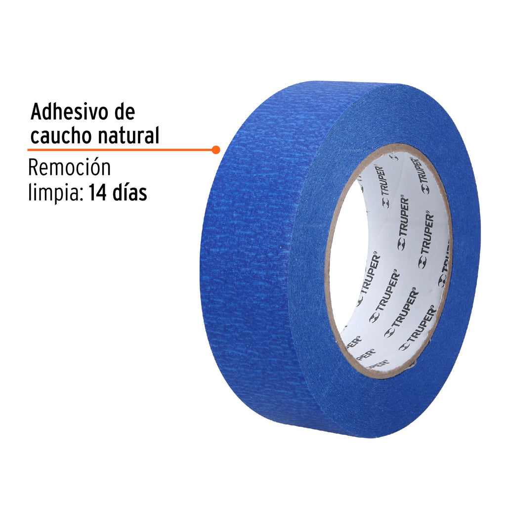 Cinta masking tape azul de 1-1/2" x 50 m para pintor, TRUPER MSK-1  1/2A (12623)