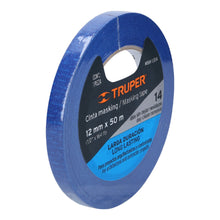 Cargar imagen en el visor de la galería, Cinta masking tape azul de 1/2&quot; x 50 m para pintor, TRUPER MSK-1/2A (12620)