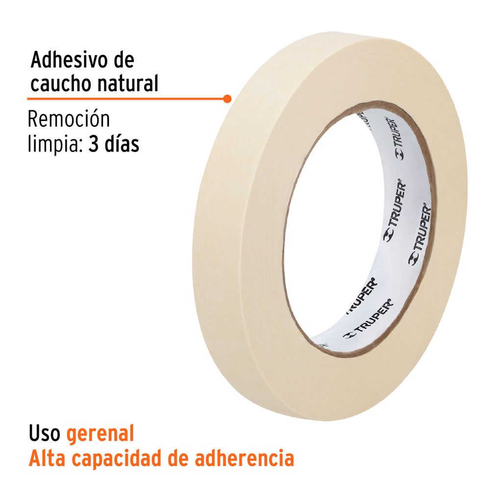 Cinta masking tape de 1/2" x 50 m, TRUPER MSK-1/2 (12589)