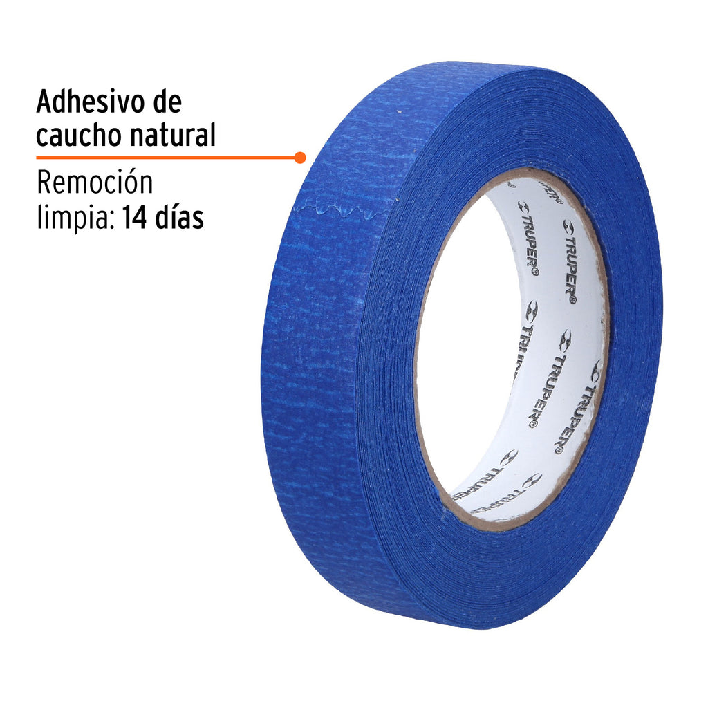 Cinta masking tape azul de 1" x 50 m para pintor, TRUPER MSK-1A (12622)