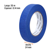 Cargar imagen en el visor de la galería, Cinta masking tape azul de 1&quot; x 50 m para pintor, TRUPER MSK-1A (12622)