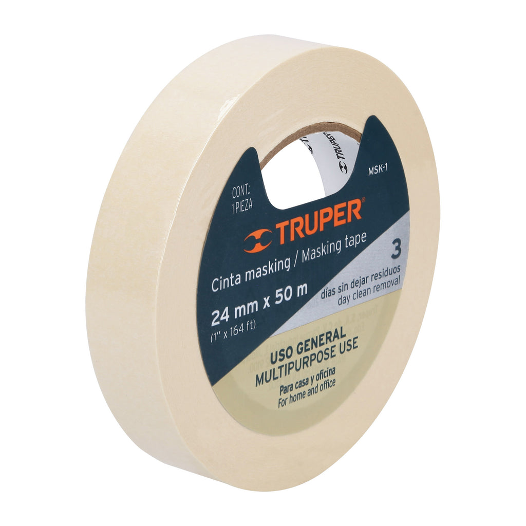 Cinta masking tape de 1" x 50 m, TRUPER MSK-1 (12591)