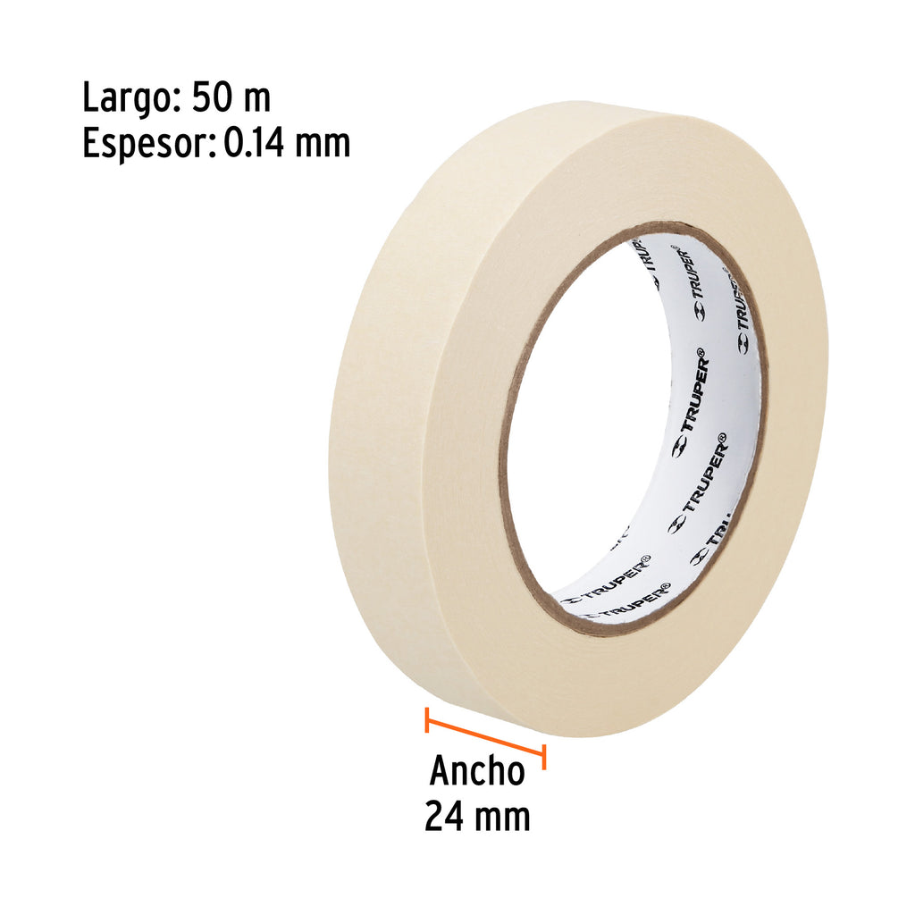 Cinta masking tape de 1" x 50 m, TRUPER MSK-1 (12591)