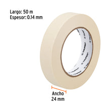 Cargar imagen en el visor de la galería, Cinta masking tape de 1&quot; x 50 m, TRUPER MSK-1 (12591)