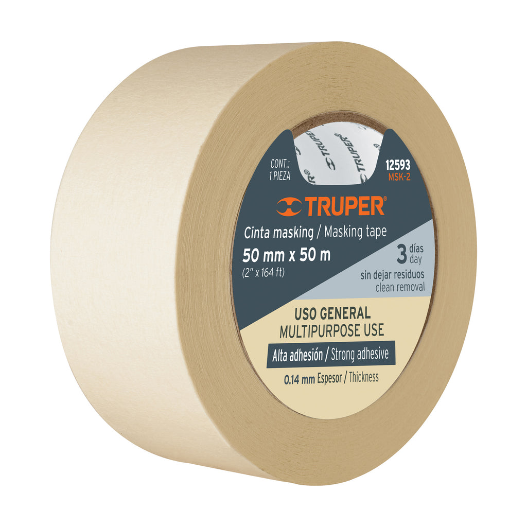 Cinta masking tape de 2" x 50 m, TRUPER MSK-2 (12593)