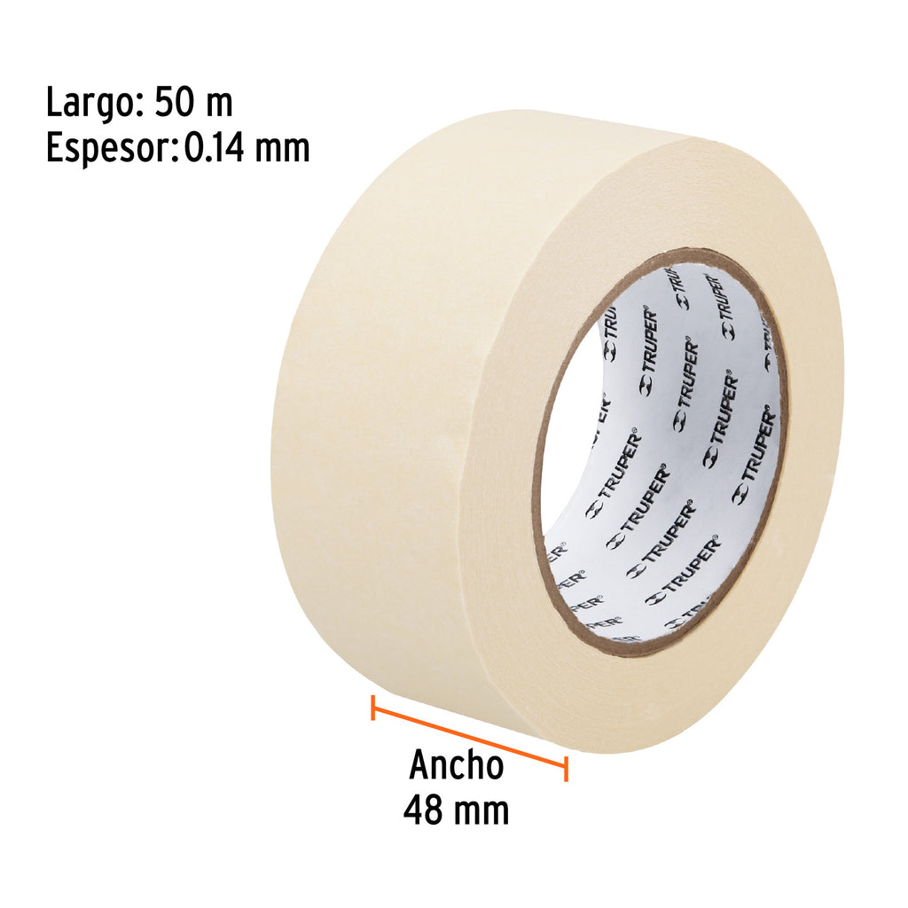 Cinta masking tape de 2" x 50 m, TRUPER MSK-2 (12593)