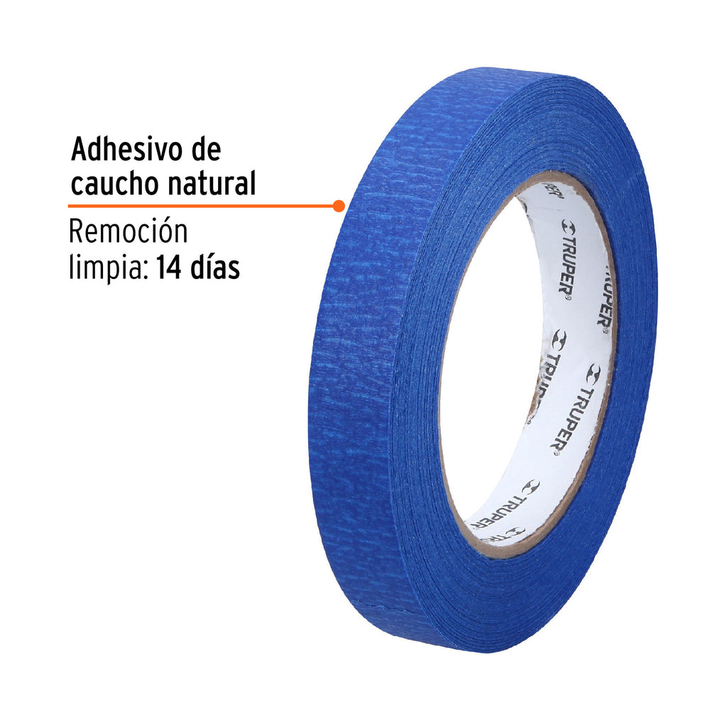 Cinta masking tape azul de 3/4" x 50 m para pintor, TRUPER MSK-3/4A (12621)