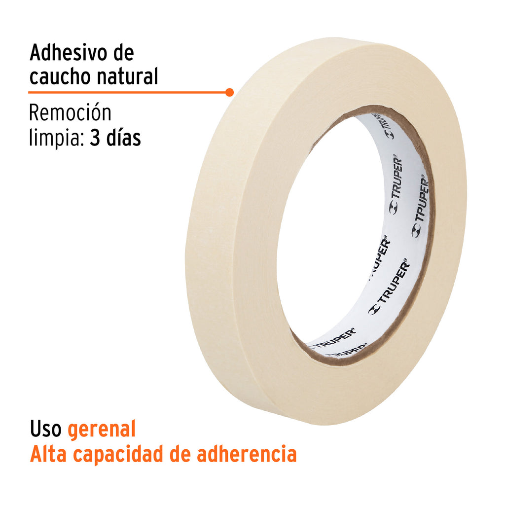 Cinta masking tape de 3/4" x 50 m, TRUPER MSK-3/4 (12590)