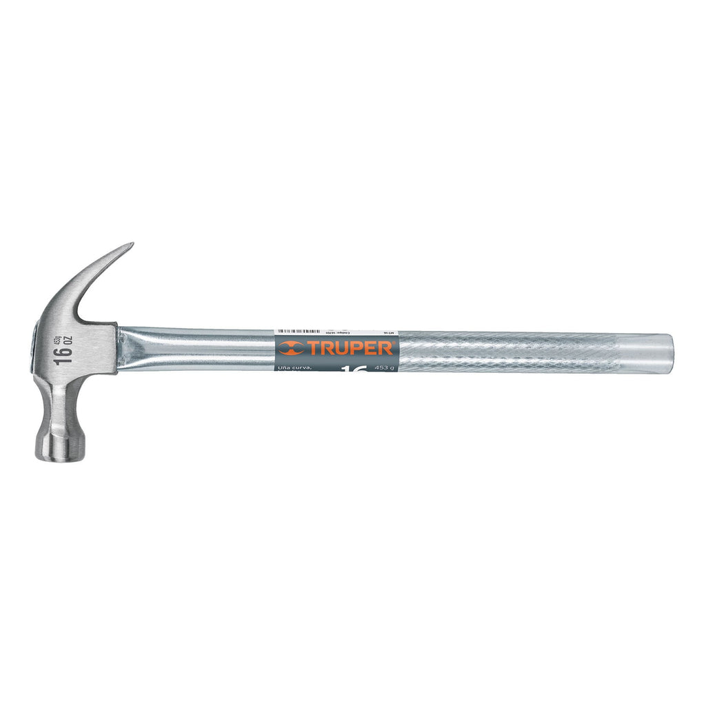 Martillo tubular pulido 16 oz uña curva, TRUPER MT-16 (16701)