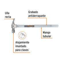 Cargar imagen en el visor de la galería, Martillo tubular pulido 20 oz alojamiento imantado uña recta TRUPER MTR-20X (16661)