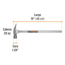 Cargar imagen en el visor de la galería, Martillo tubular pulido 20 oz uña recta, TRUPER MTR-20 (16703)