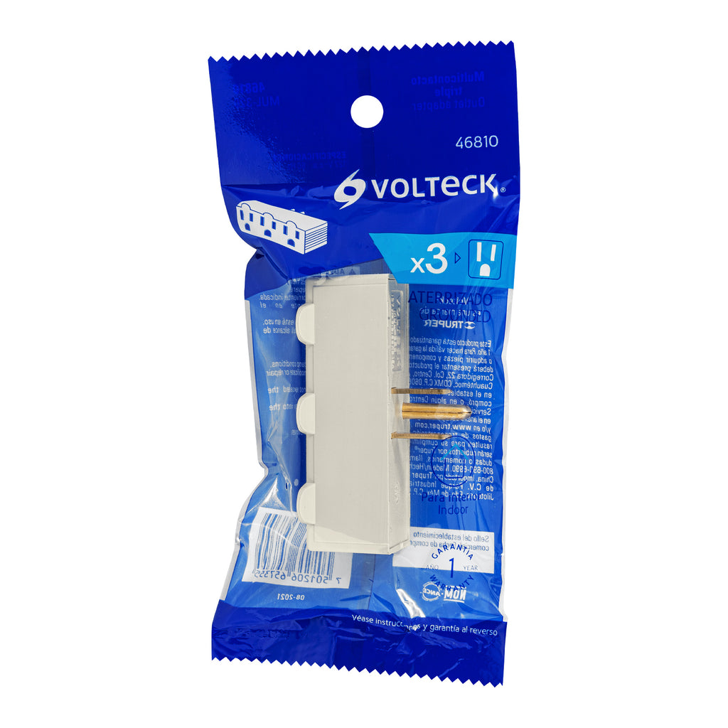 Multicontacto triple aterrizado, barra, VOLTECK MUL-320 (46810)