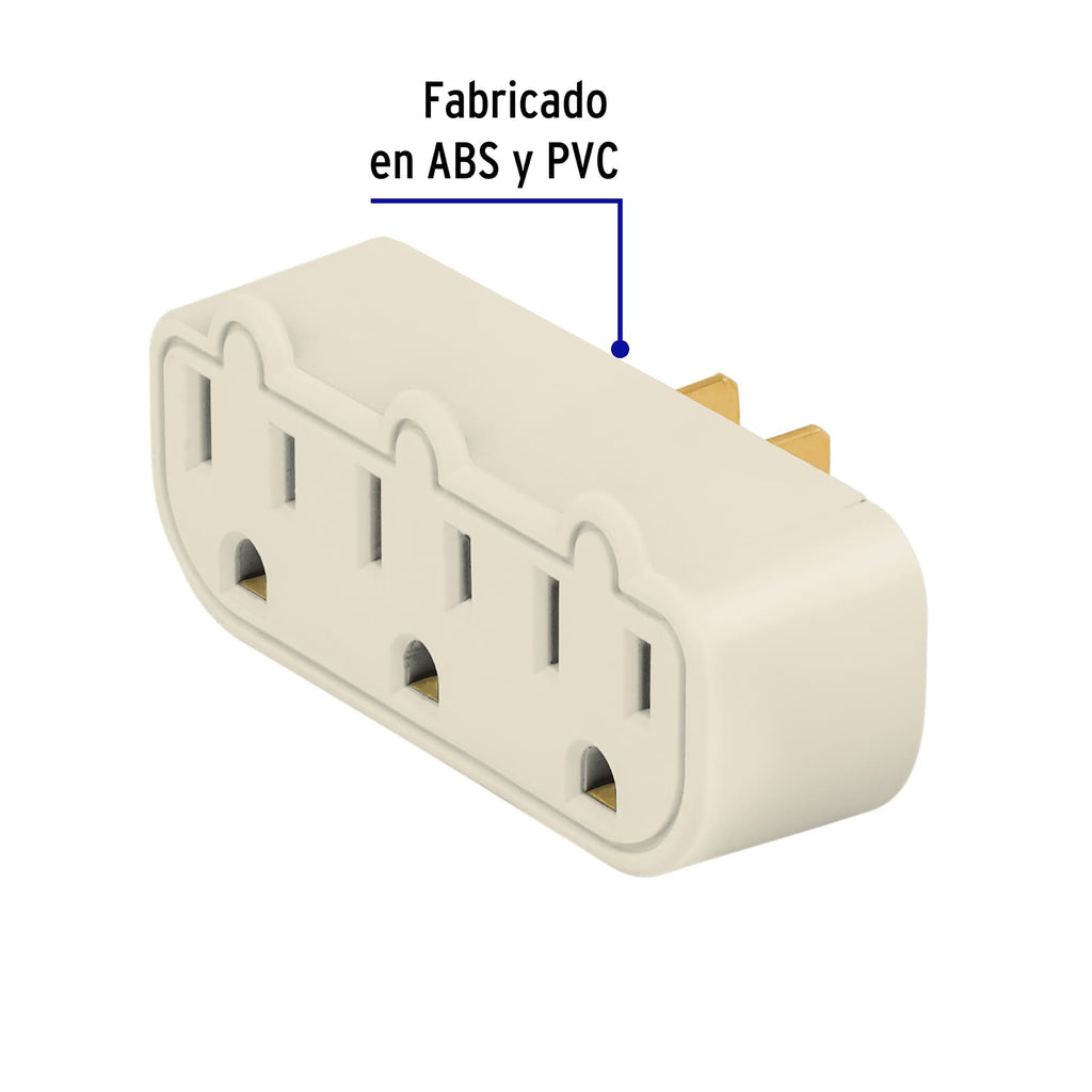 Multicontacto triple aterrizado, barra, VOLTECK MUL-320 (46810)