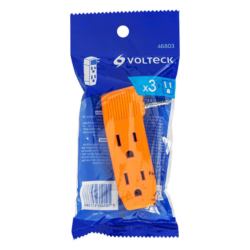 Multicontacto triple aterrizado, tipo "F" reforzado, VOLTECK MUL-350 (46803)