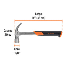 Cargar imagen en el visor de la galería, Martillo forjado 20 oz uña curva, mango con neopreno, TRUPER Expert MXC-20 (16820)
