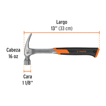 Cargar imagen en el visor de la galería, Martillo forjado 16 oz uña recta, mango con neopreno, TRUPER Expert MXR-16 (17857)