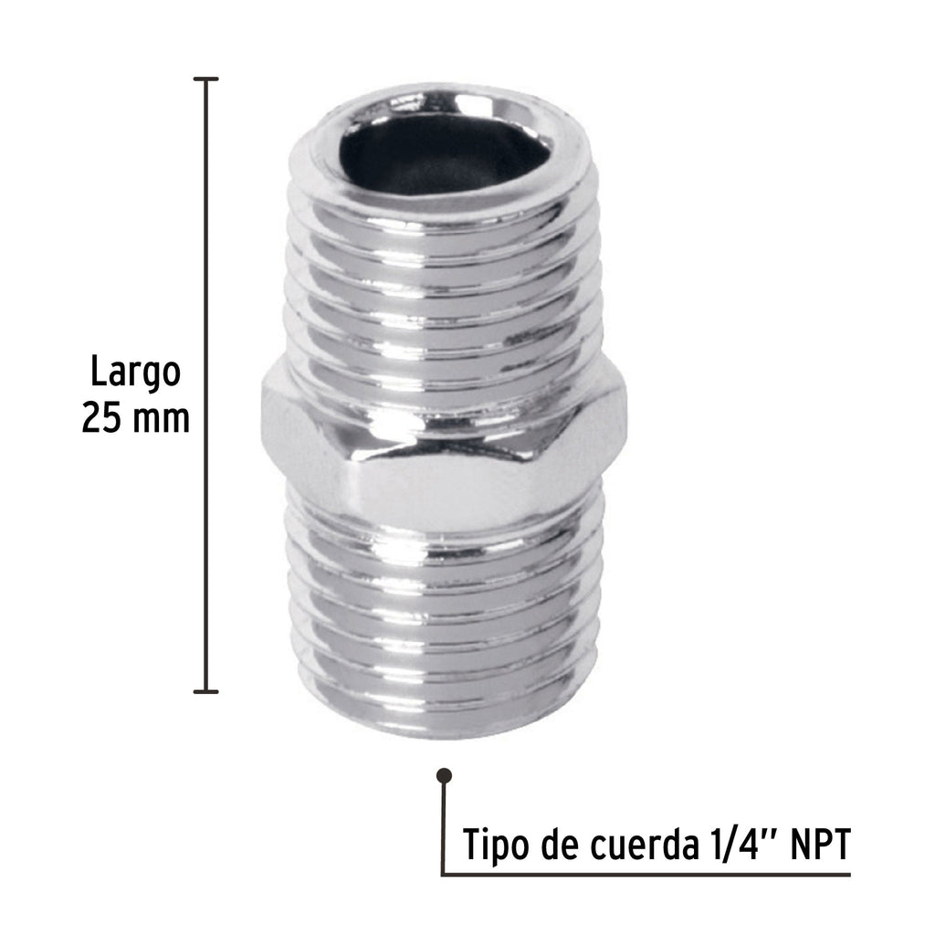 Niple acero, cuerda 1/4 NPT, PRETUL NIPLE-P (27025)