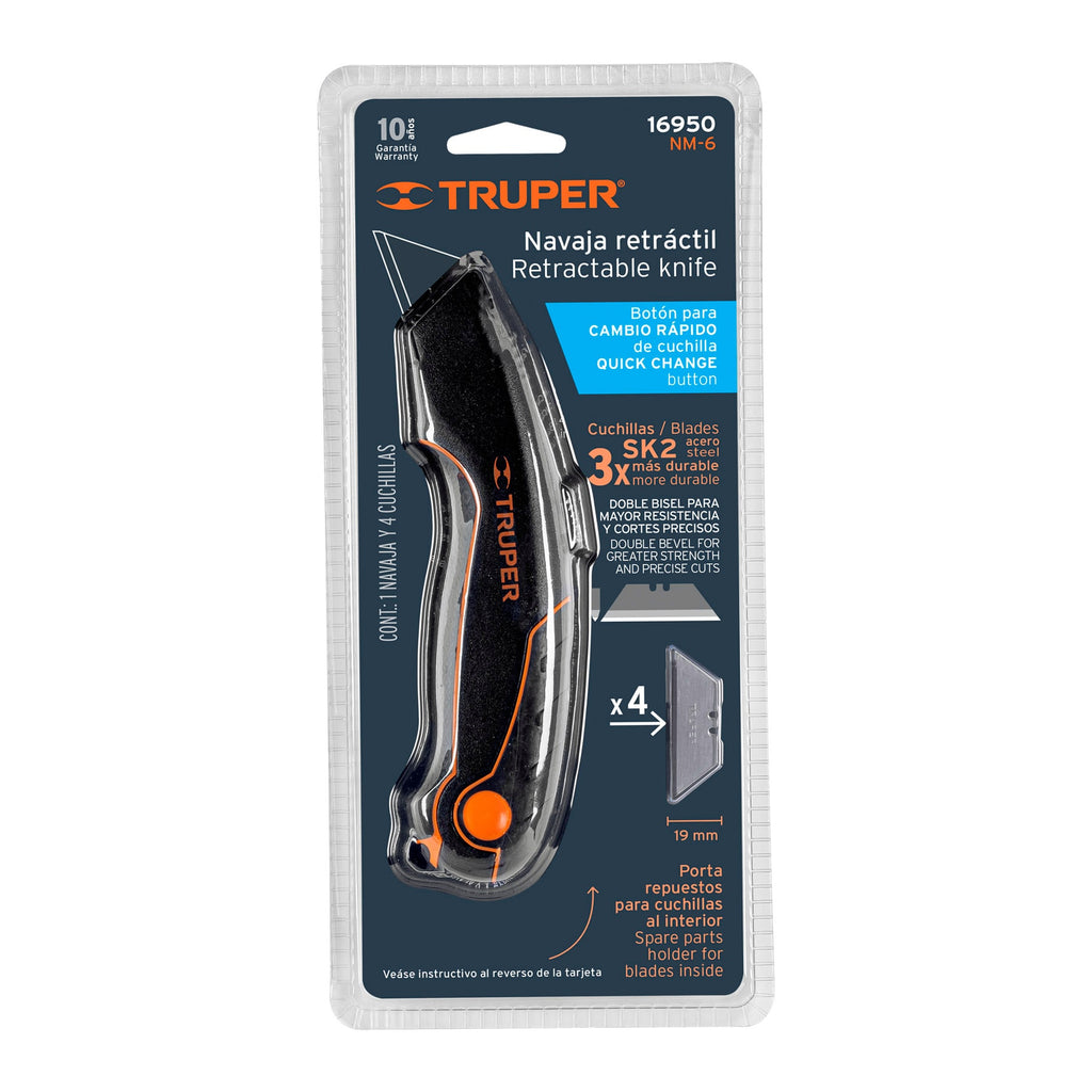 Navaja retráctil 7" cuerpo de aluminio, TRUPER NM-6 (16950)
