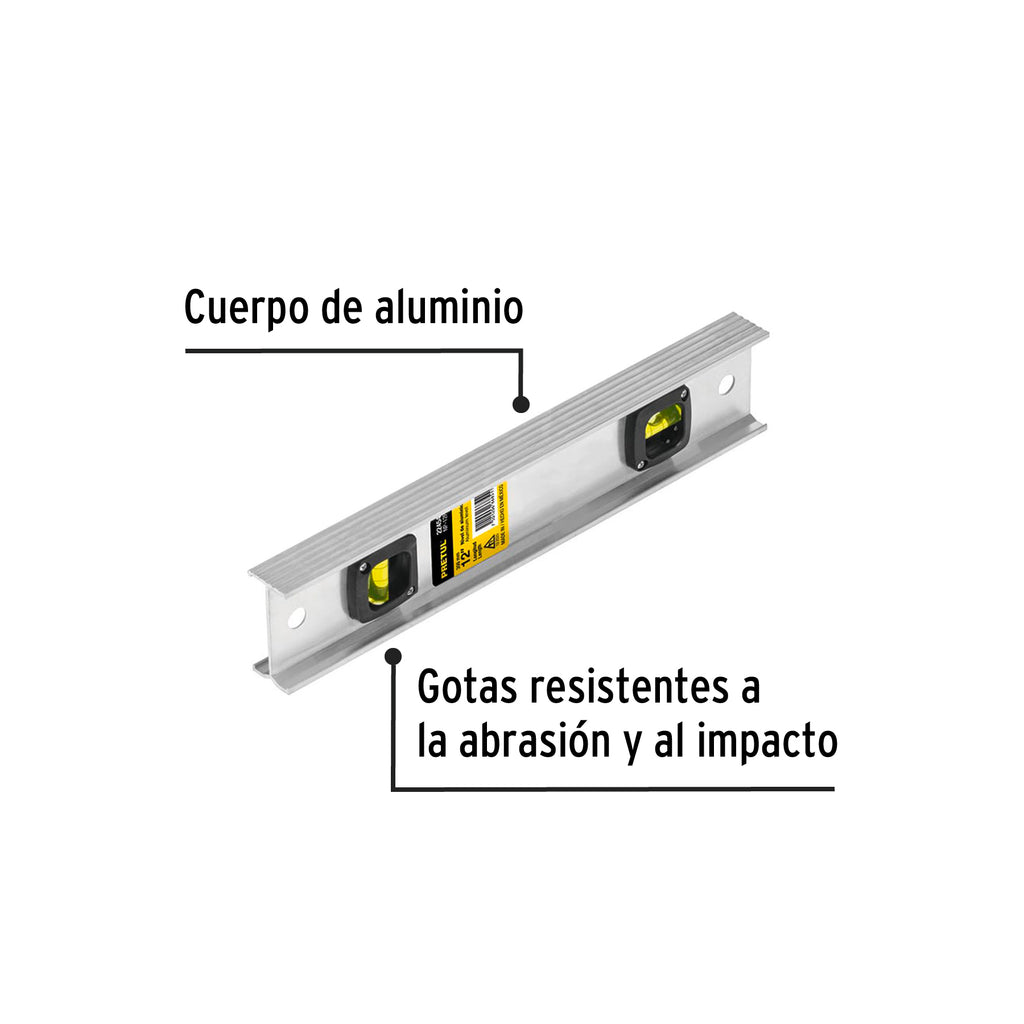 Nivel de 12" con cuerpo de aluminio, PRETUL NP-12P (22454)