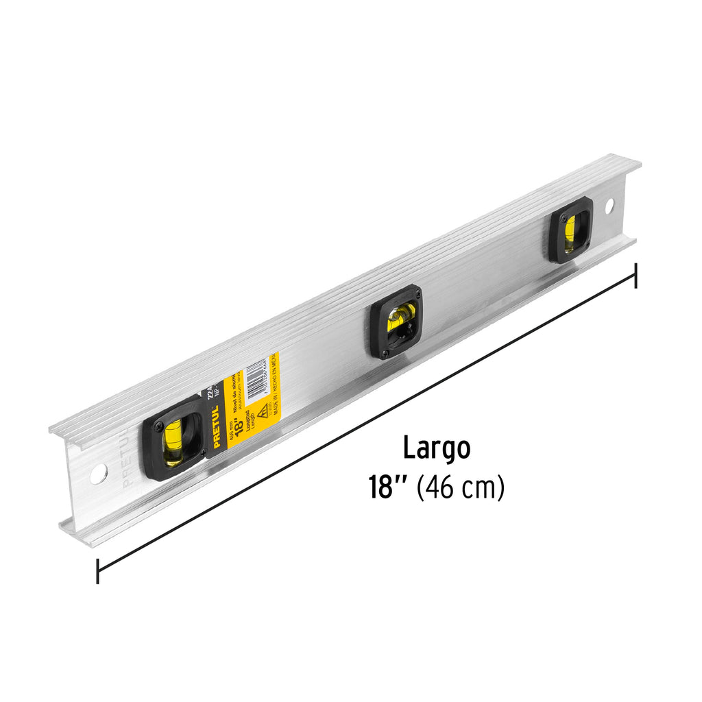 Nivel de 18" con cuerpo de aluminio, PRETUL NP-18P (22458)