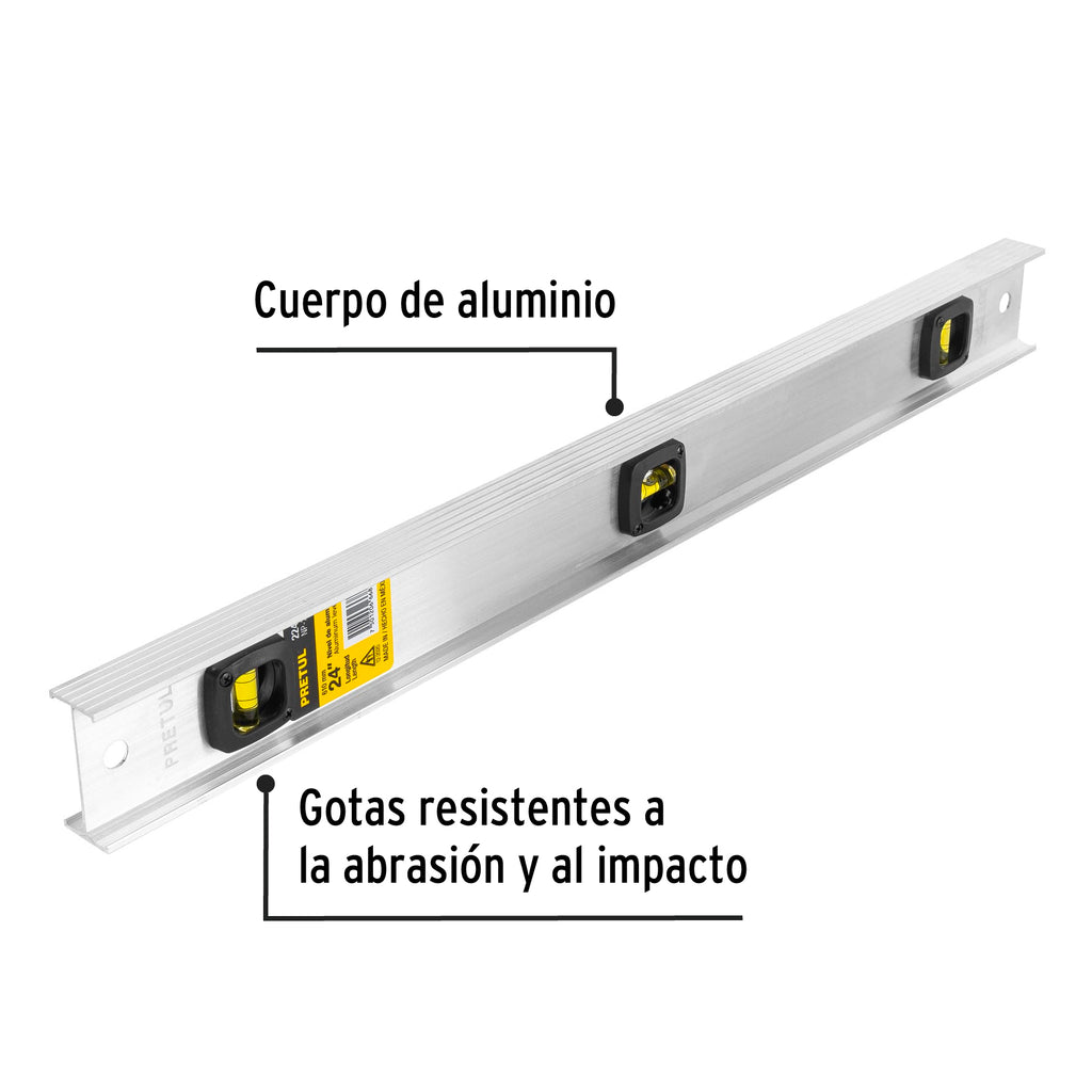 Nivel de 24" con cuerpo de aluminio, PRETUL NP-24P (22460)