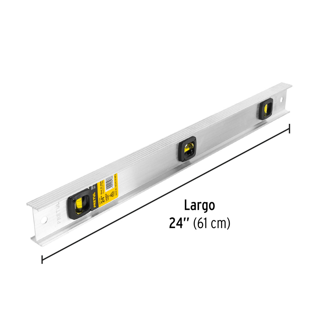 Nivel de 24" con cuerpo de aluminio, PRETUL NP-24P (22460)